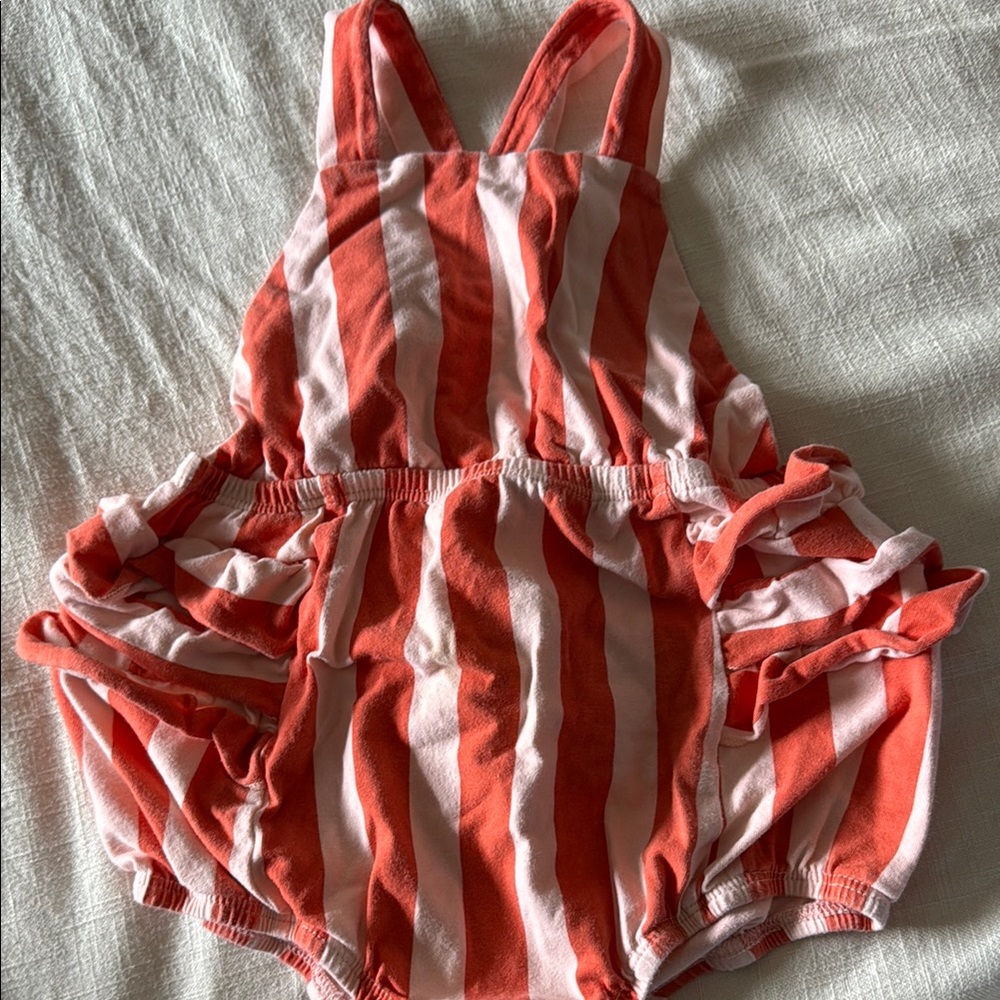 Alice + Ames Striped Red and White Baby Romper